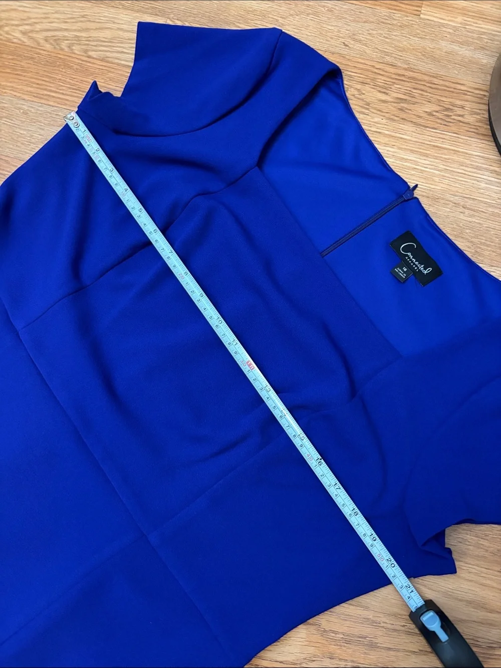 Connected Apparel Vibrant Royal Blue Square-Neck Midi Dress Size 16